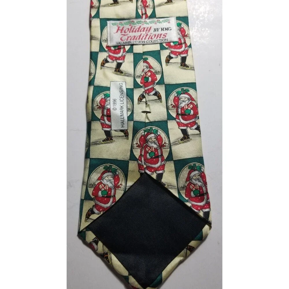 Men's Necktie Silk Holiday Traditions By Hallmark Made USA Vintage Santa Holiday